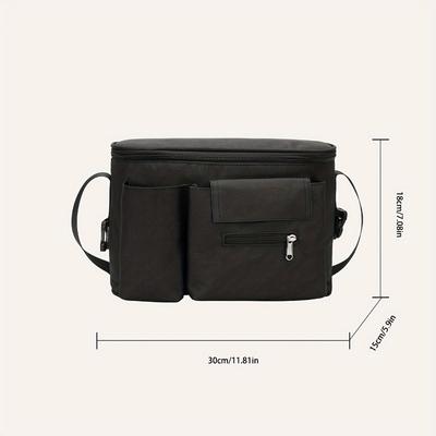 Large Capacity Stroller Storage Bag Hanging Storage Bag Multifunctional Diaper Bag One Shoulder Mommy Outdoors Bag Black Gray