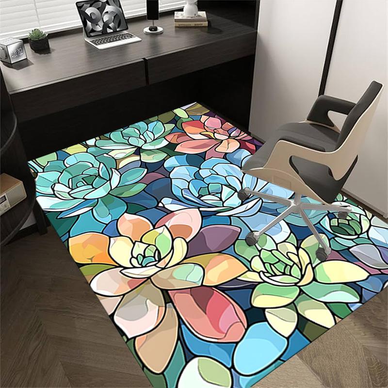 1pc Succulent Garden Themed Rug for Home Decor, Non-slip Office Carpet, Chair mat, Outdoor Mat, Christmas and Halloween gifts-0731122