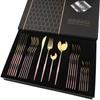 JANKNG Gold 24ks Sada zrcadlového nádobí Sada příborů z nerezové oceli Nůž Vidlička Lžíce Sada příborů Západní luxusní dárková krabička Nádobí