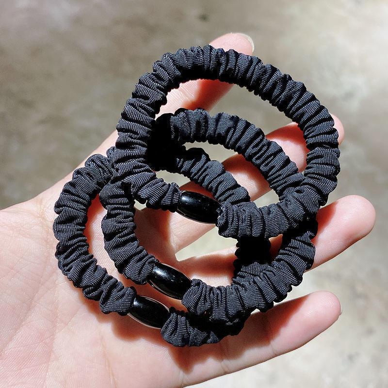 Versatile Korean Black Elastic Hair Tie – Large Intestine Ring for Ponytails and Girly Styles