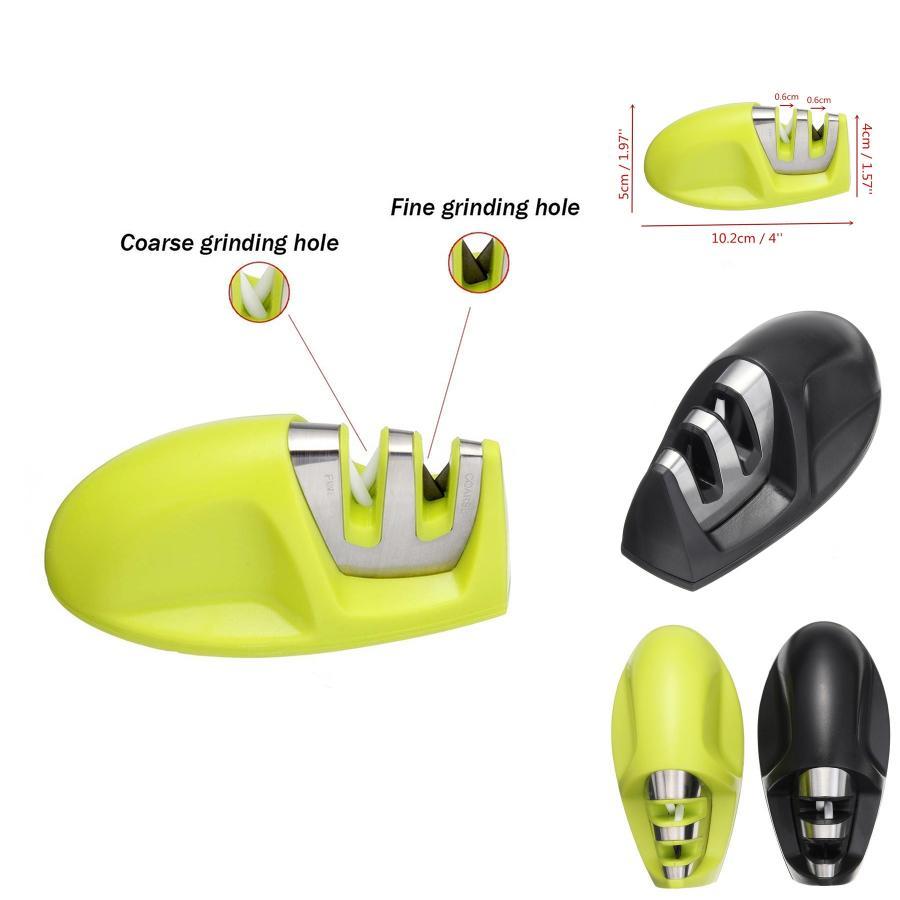 Knife Scissors Grinder Stone Steel Mini 2 Stage Double Groove Rod Sharpener Grindstone