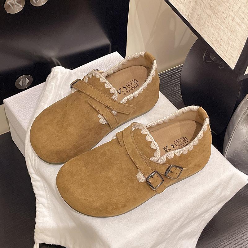 

New fashion Internet celebrity flat Birkenstocks women s 2025 autumn versatile explosion retro one-pedal round head single shoes 40