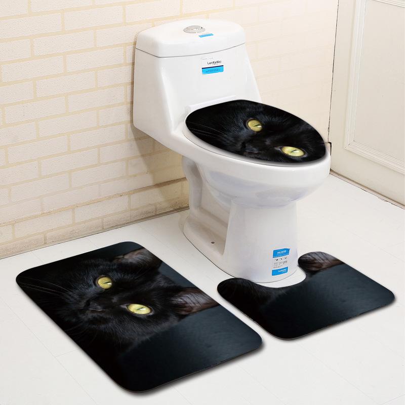 Toilet Three-Piece Floor Mat, Bathroom Three-Piece Carpet Doormat