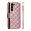 For Samsung Galaxy S23+ Case Rhombus Zipper Wallet Leather Phone Cover with Straps