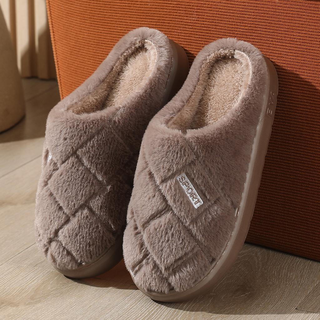 Fashion Winter Unisex Women Men Warm Plush Slippers Couple's Non-slip House Slides Toe Wrap Indoor Bedroom Lovers Home pantuflas mujer