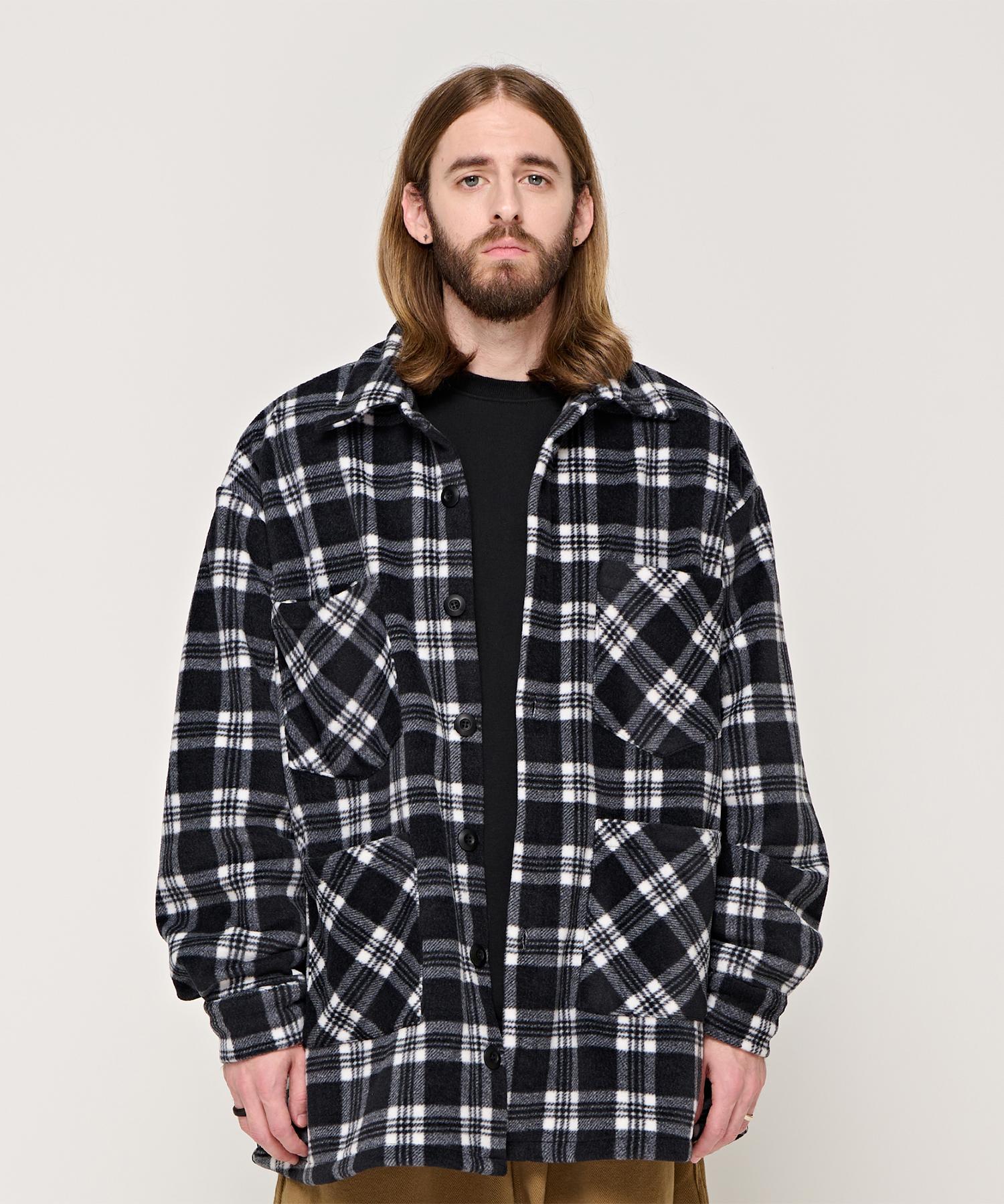 Cargo Bros Cb Fleece Over Check Shirt (Black) Free