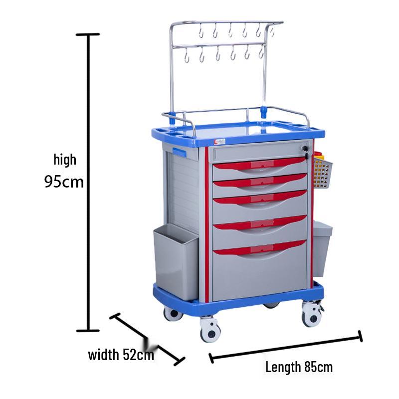 ABS Multifunctional Anesthesia and Infusion Emergency Cart with Five Drawers