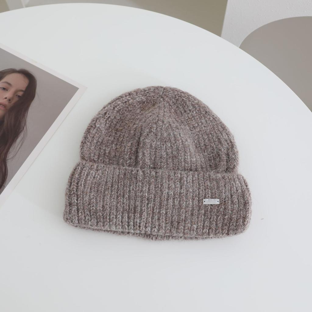 Metal Label Simple Knitted Hat for Women In Autumn and Winter New Warm and Thickened Cold Hat To Show Face and Protect Your Face