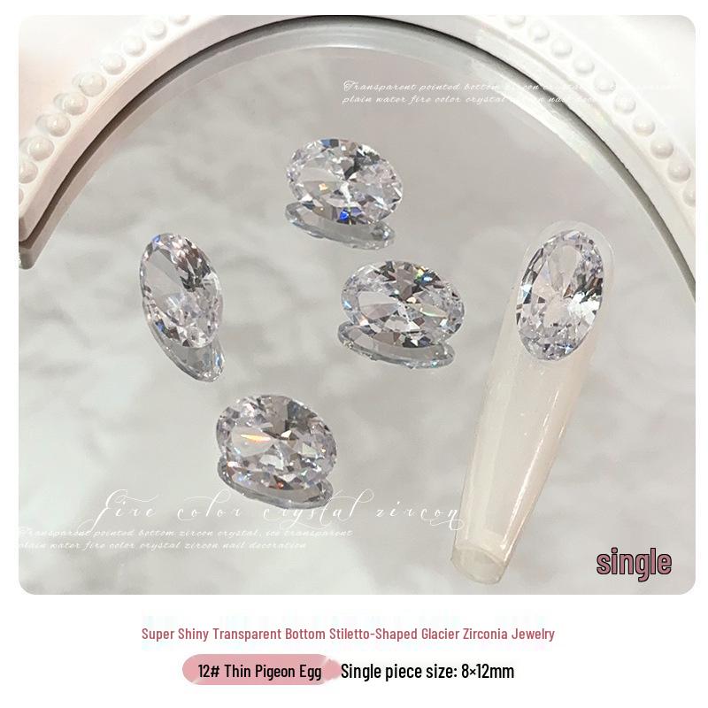 White Zirconia Nail Art: Glacier Diamonds, Transparent Rock Candy Hearts & Square Accents