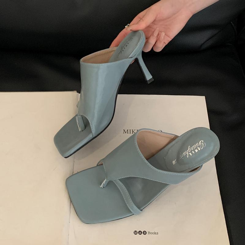 Fashion SUOJIALUN Summer New Brand Women Slipper Fashion Slip On Open Toe Slip On Flip Flop Shoes Thin High Heel Outdoor Pumps Sandal