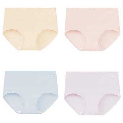 Maoren Women's High-Waist Cotton Briefs with Silk Antibacterial Crotch (4-Pack)