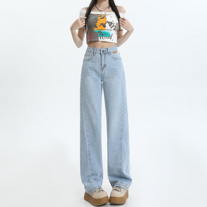 Korean High-Waist Slim Straight Jeans for Women - Spring/Summer 2025 Collection