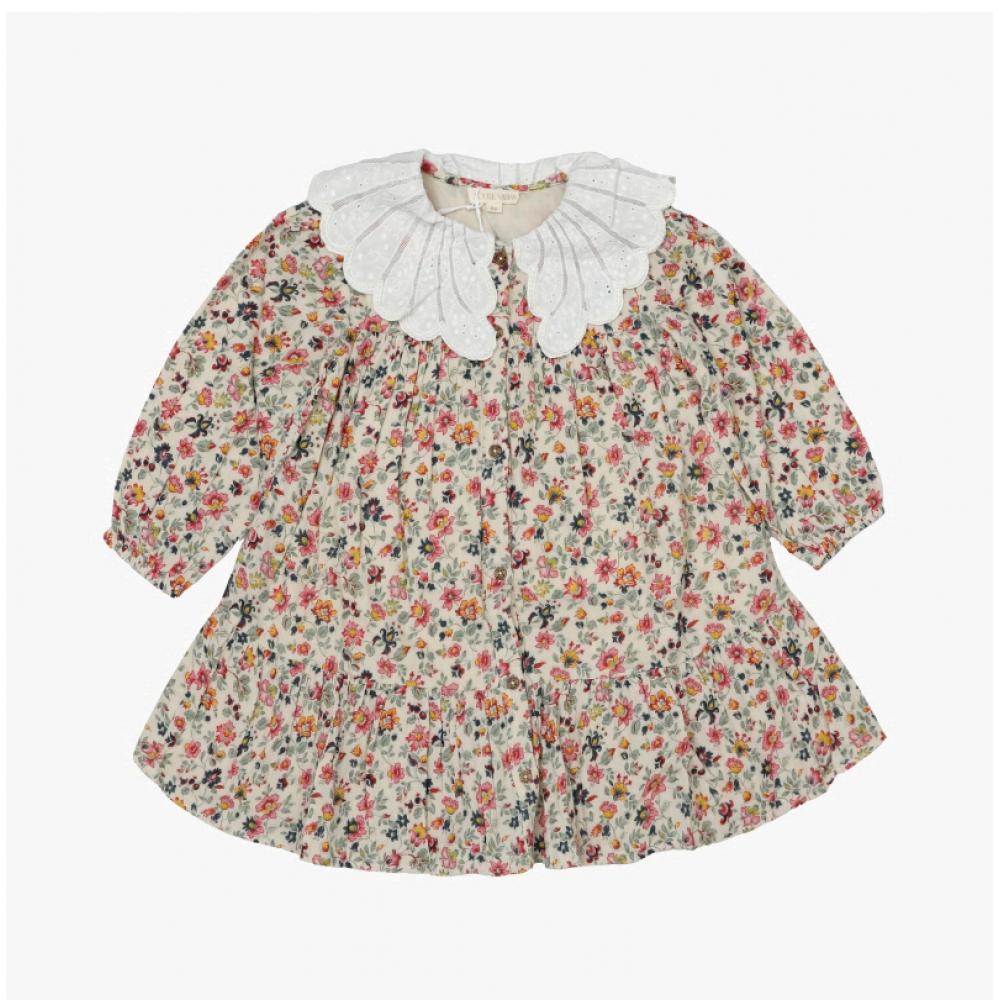 Louis Misha Kinderkleid Blumen Heidi Grau W25 S0043