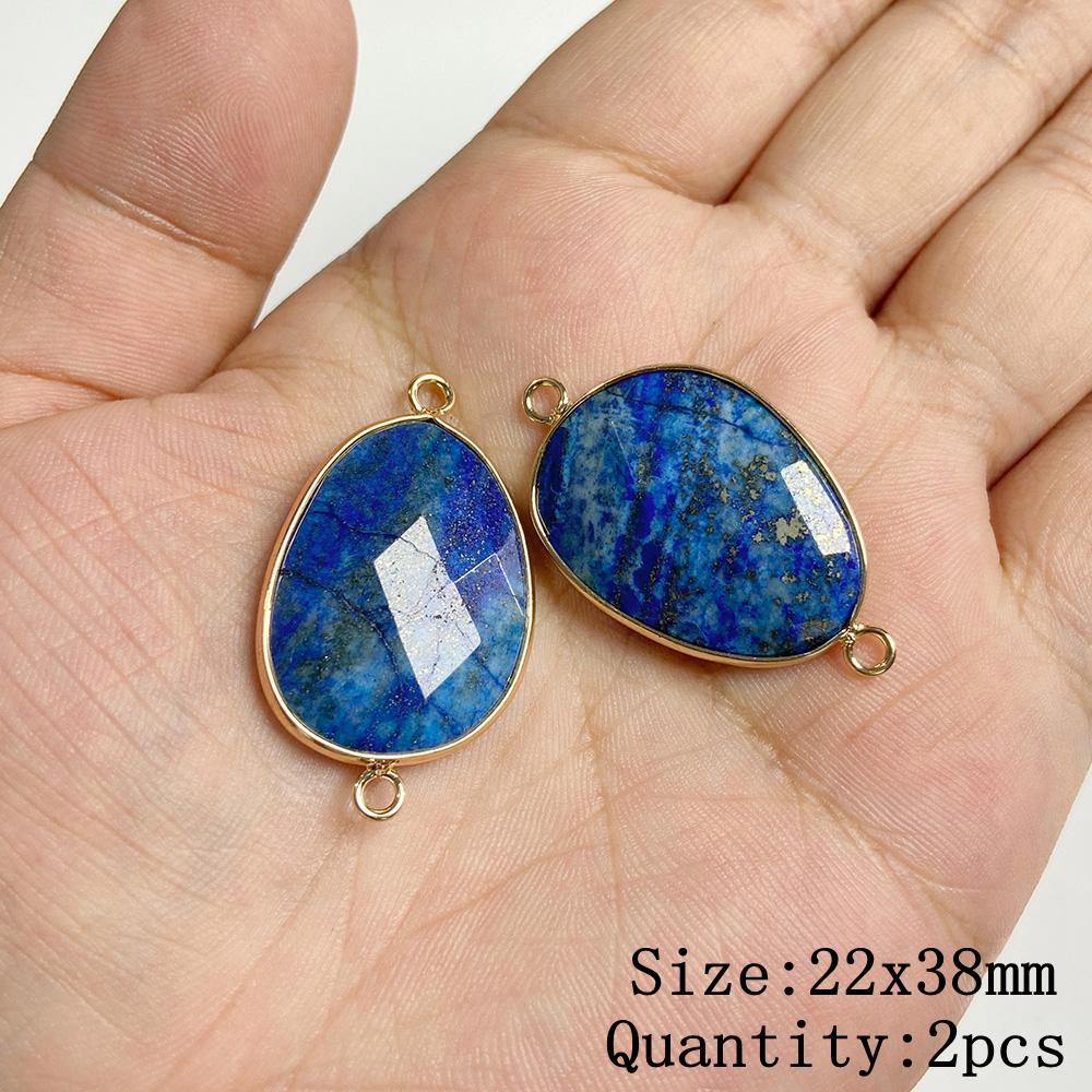 Natural Blue Lapis Lazuli Connector Charms Pendant Stone Warter Drop Teardrop Heart Pendants Charm For Jewelry Making Necklaces