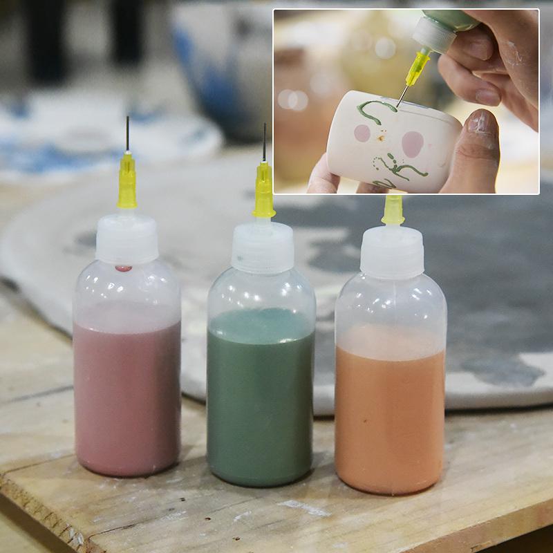 2PCS 50ml Plastic Pottery Tools Transparent Squeezing Mud Bottle Point Line Decorative DIY Craft Making Tools Accessories