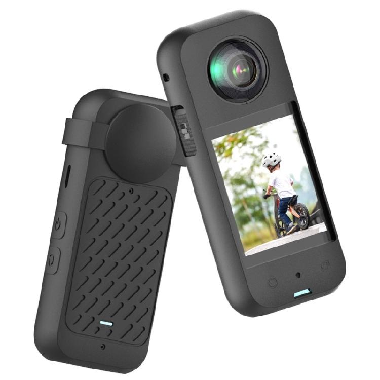 1 Set Camera Sleeve Impact Resistant Silicone Protector Sleeve with Lens Lid Caps for 360 X3 Sports Camera Black