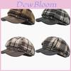British Style Wool Blend Plaid Newsboy Cap With Wide Brim For Cold Weather Fashion