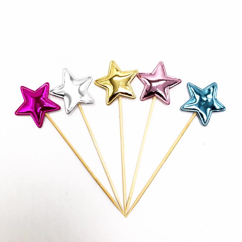 Large Glittery Leather Birthday Cake Topper Set: Heart, Star, Five-Pointed Star, and Crown