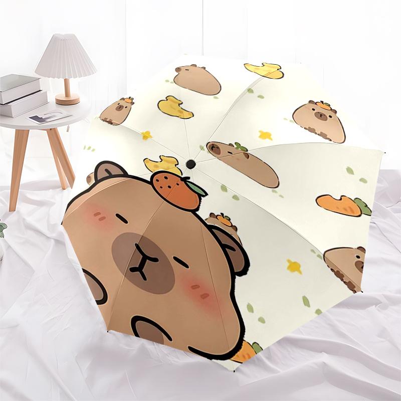 Capybara Themed Travel Umbrella-8 Ribs Automatic Opening and Closing, Portable Folding Design, Compact and Stylish Umbrella Suitable for Out
