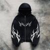 Sudadera con capucha y cremallera extragrande para mujer 2026 Streetwear Estampado Vintage Corte holgado Manga larga Sudadera con capucha