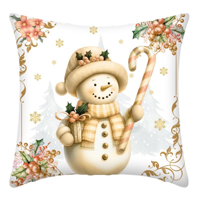 Christmas Home Decoration Pillow Cover Santa Claus Snowman Christmas Tree Printed Sofa Cushion Suite Room Decoration Friend Gift