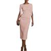 European and American New Solid Color Elegant Commuter Bead Slim Hip Dress Medium and Long Dress Women
