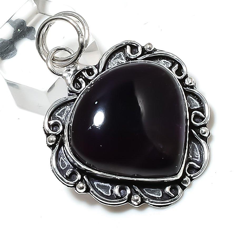 Pierre Gemme Améthyste Sauge Naturelle Argent Sterling 925 Pendentif Cadeau 1.89" A9M88