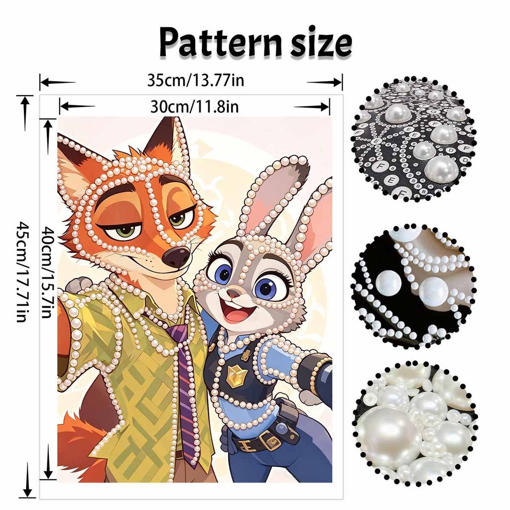 Disney Pearl Painting DIY Zootopia Selfie Atmosphere, Pearl Art Painting, Pearl Gem Painting Home Wall Decoration Crafts