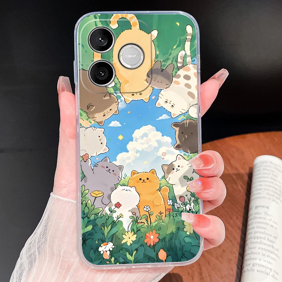 Phone Case For Honor 600 Lite 500 Smart 5G Cute Fish Bubble Phone Cover Soft Transparent Silicone Anti Slip Lightweight Funda