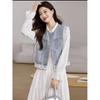 Retro Hong Kong Lace Patchwork Denim Vest Jacket