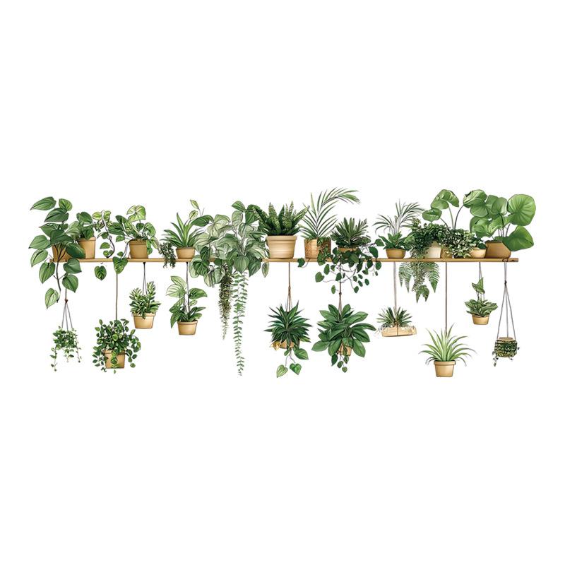 3D Green Plants Wall Stickers Potted Hanging Baskets Vinyl Mural Art Decals for Kitchen Study Living Room Decoration