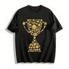 Trophy Pattern Tee With Mixed Sport Elements Graphic Print Pure Cotton T-shirt
