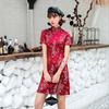 Chinese Cheongsam Elegant Short Skirt Women Dress Qipao