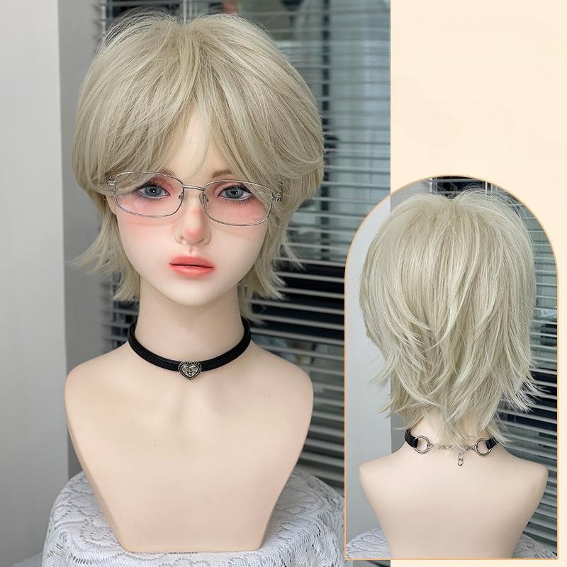 Ashely Short Wig for Men Fluffy Natural Black Hair High Temperature Fiber Synthetic Wigs Suitable for Daily Use Cosplay Sissy
