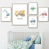 Construction Trucks Transportation Vehicles Car Boy Nursery Wall Art Print Canvas Painting Wall Pictures Baby Kids Room Decor