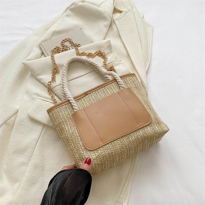 

Simple and fashionable large-capacity bag women s 2025 summer new trend woven shoulder bag fashion casual small square bag хаки