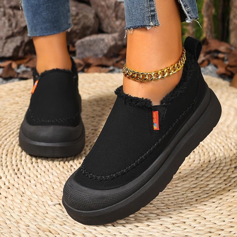 Women's Slip-On Winter Boots - Warm Brown Shoes with Cushioned Insole & Non-Slip PVC Sole - Cozy Indoor/Outdoor Footwear for Cold Weather - Easy