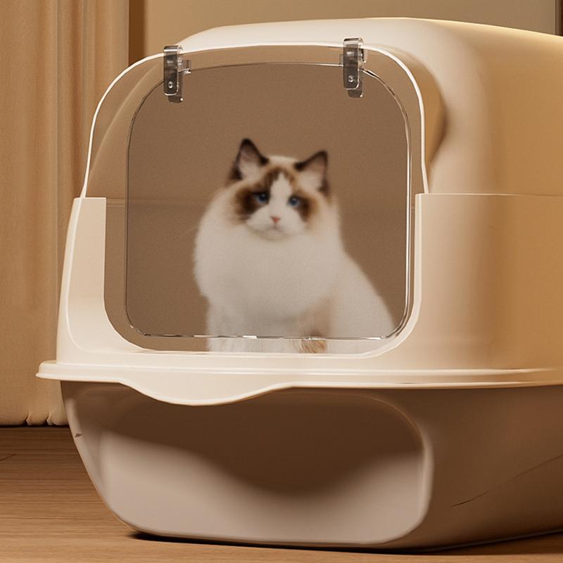 Large Pp Cat Litter Box Fully Enclosed Odor Control Cat Toilet Easy-To-Clean Litter Pan Anti-Tracking Pet Supplies