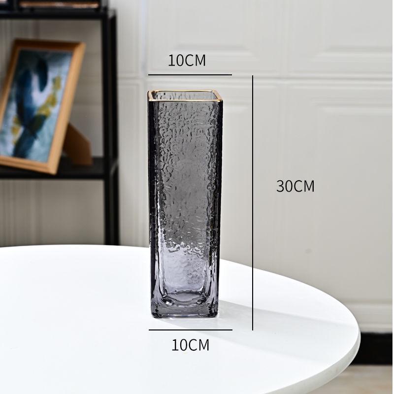 Thickened Square Glass Vase for Fresh Flowers - Elegant Hydroponic Floral Container for Living Room & Dining Table Decor