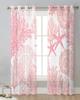 Pink Ocean Coral Shell Starfish Abstract Sheer Curtains for Living Room Decoration Window Curtains Kitchen Tulle Voile Curtains