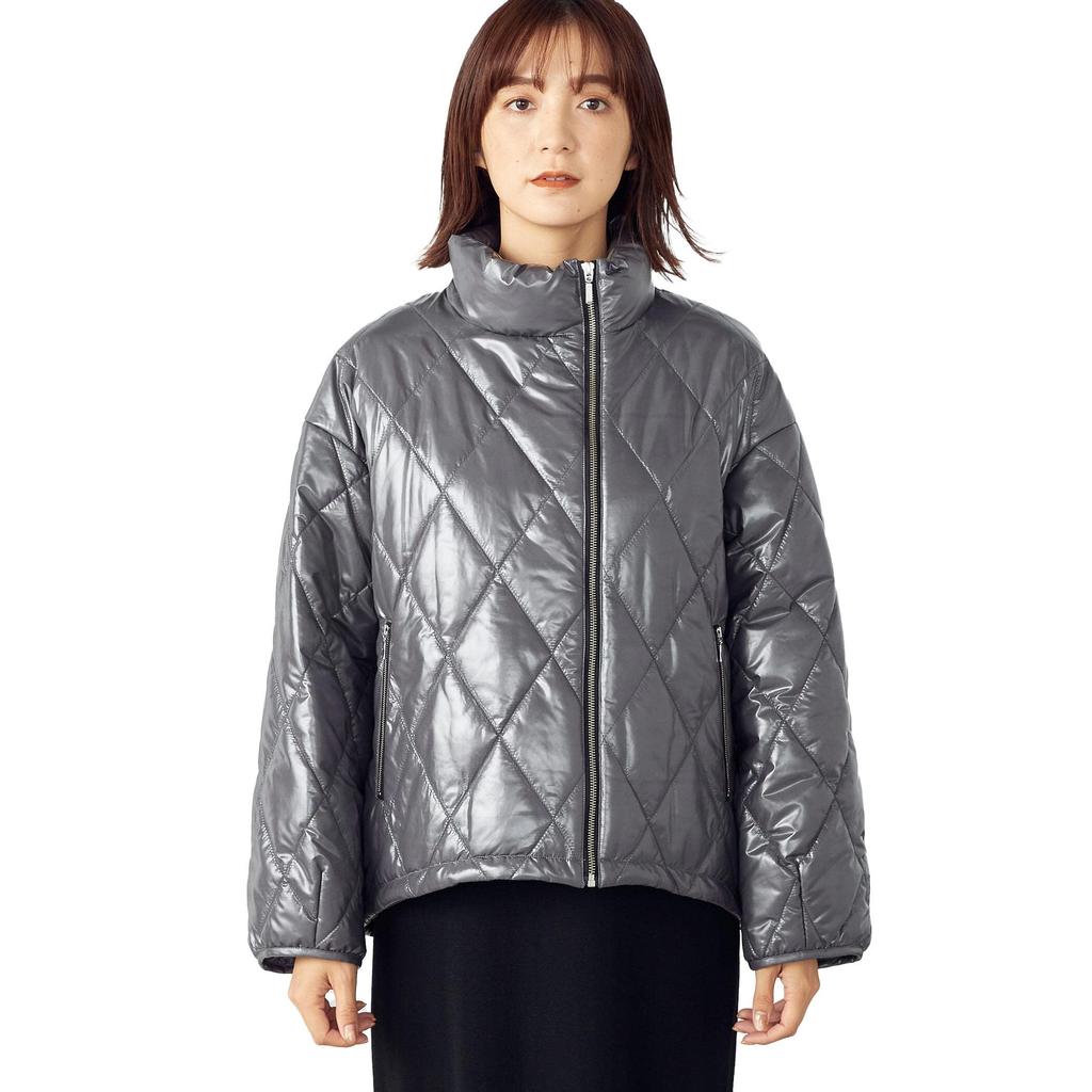Comme Ca Ism Quilted Coat M Charcoal 12-25MC01-203