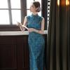 Blau ärmellos nationaler Stil neu Chinesisch täglich Suzhou langer Cheongsam verbessert jung 1011 neu Damen hoher Sinn