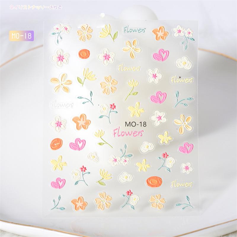 3D Reliefblumen Nagelsticker Kleines Muster Nagelkunst Aufkleber Laser Schmetterling Zubehör Klebeaufkleber DIY Dekorationsaufkleber