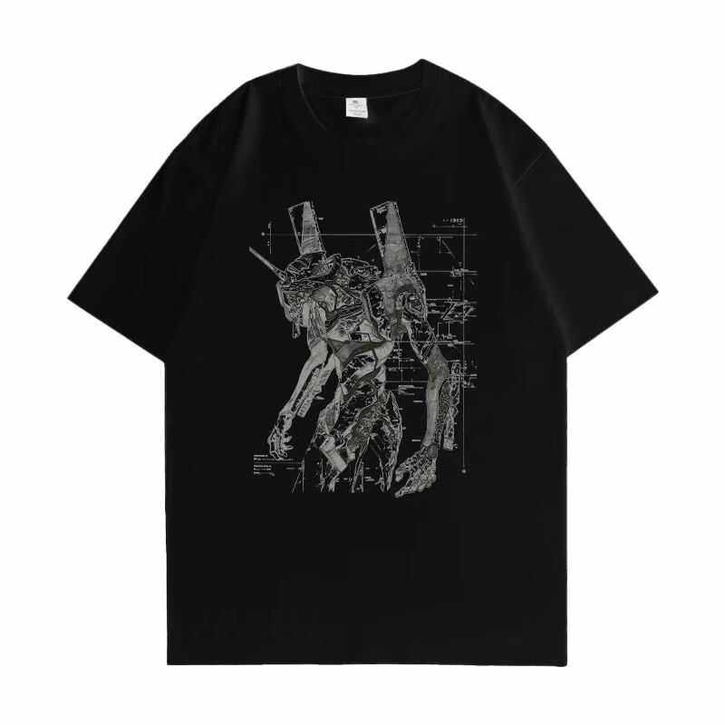 EVA Anime Shortsleeved Unit01 Asuka Tshirt 2026 Summer New Mecha Pure Cotton Offtheshoulder Top for Unisex and Women