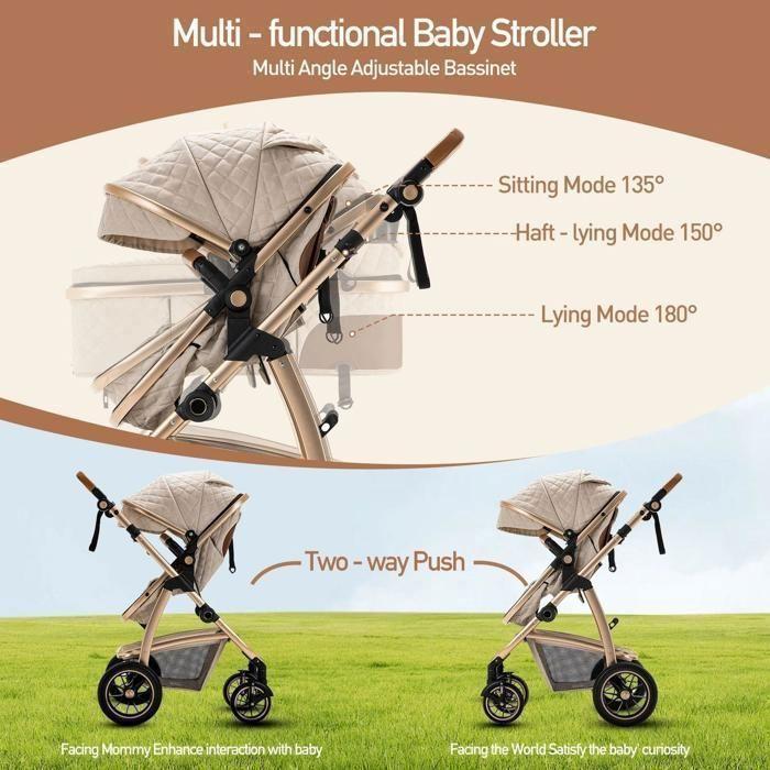 BAZARLAND30.Poussette Luxueuse 3 en 1 pour Bébé, Portable, Voyage, Pliable, Cadre Aluminium, pour Nouveau-Né.Bleu/gris