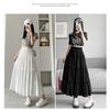 Korean Style Puffy White A-Line Skirt for Women - High Waist, Mid-Length, Spring/Summer 2025