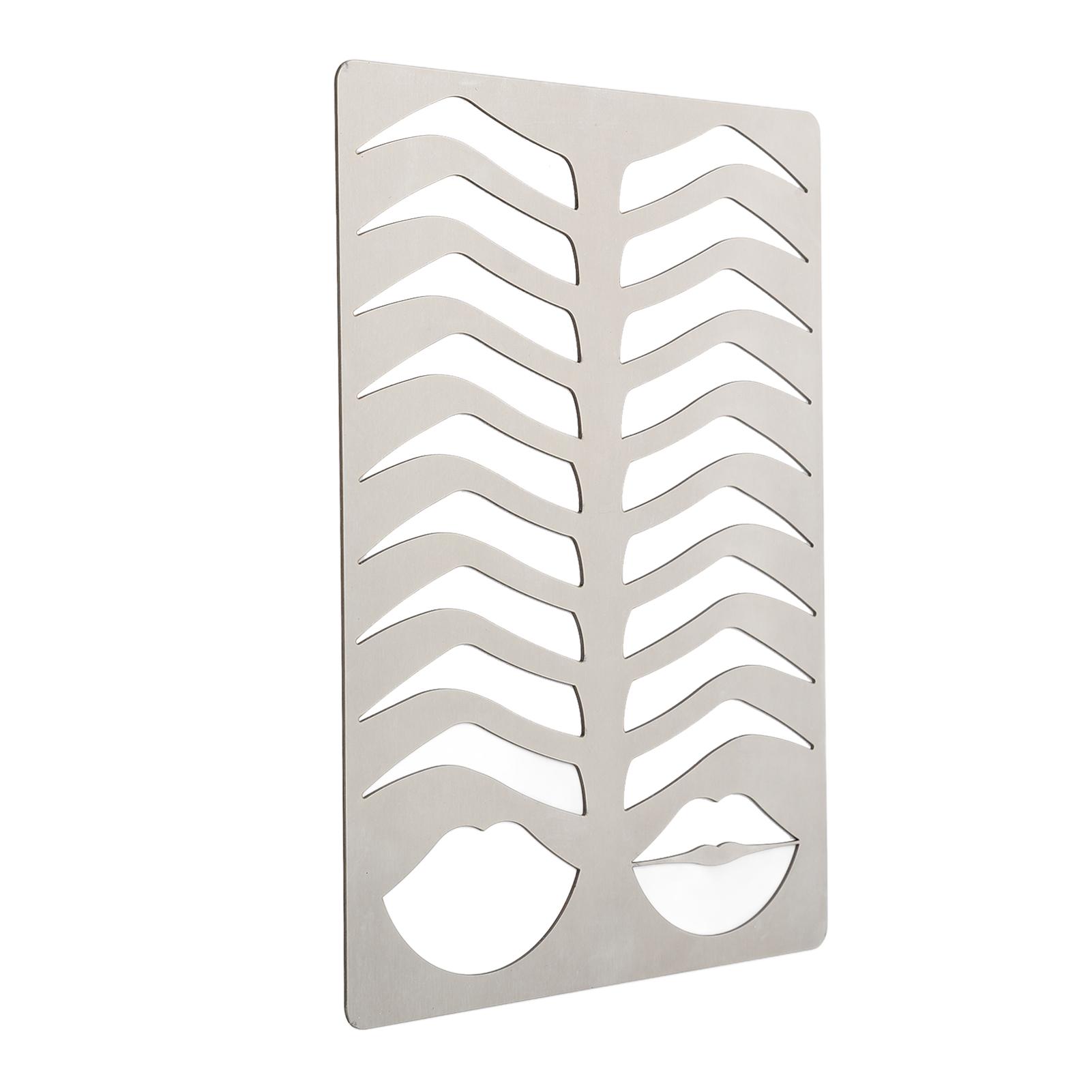 

Трафареты для бровей и губ Матовый серебристый Утолщенная нержавеющая сталь Многоразовый шаблон для практики бровей