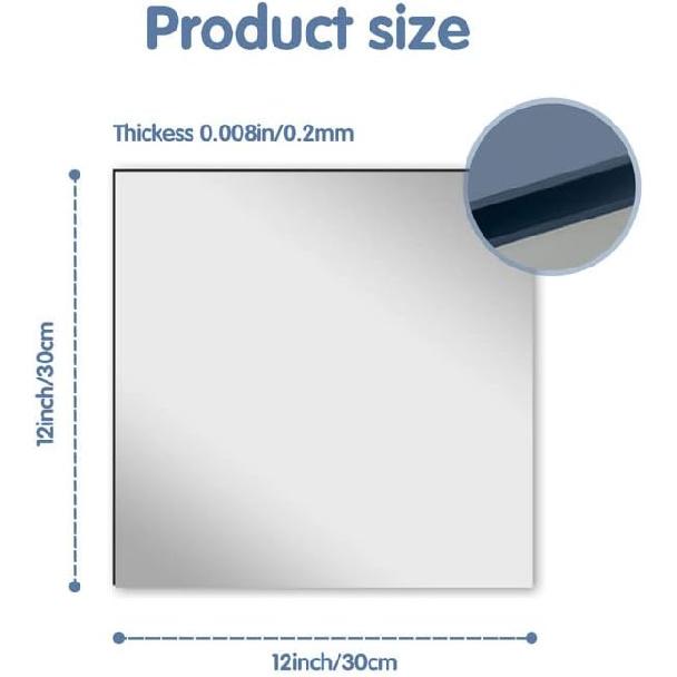 12 Pcs Acrylic Flexible Mirror Sheets, 12 x 12 in Mirrors Tiles Self Adhesive Square Cuttable Wall Stickers Non Glass Acrylic Safety Reflective for