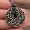 Men's Vintage Viking Rune Compass Pendant Necklace High Quality Metal Pagan Amulet for Men Accessories Necklace
