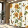 1pc bright sunflower and butterfly shower curtain - polyester fabric, machine washable, suitable for bathroom decoration